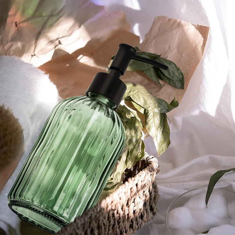 Ulable Glass Soap Dispenser with Plastic Pump, Hand Soap Dispenser for Hand Wash, Lotion Dispenser for Dishwashing Liquid, Lotion Shower Gel (Green) - Image 3